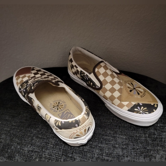 Vans Patchwork Checkerboard Sneakers - Brown and Cream - Picture 2 of 3